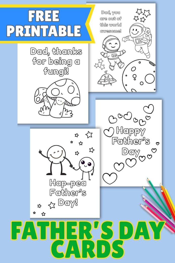 Four father's day cards to print and color free printable
