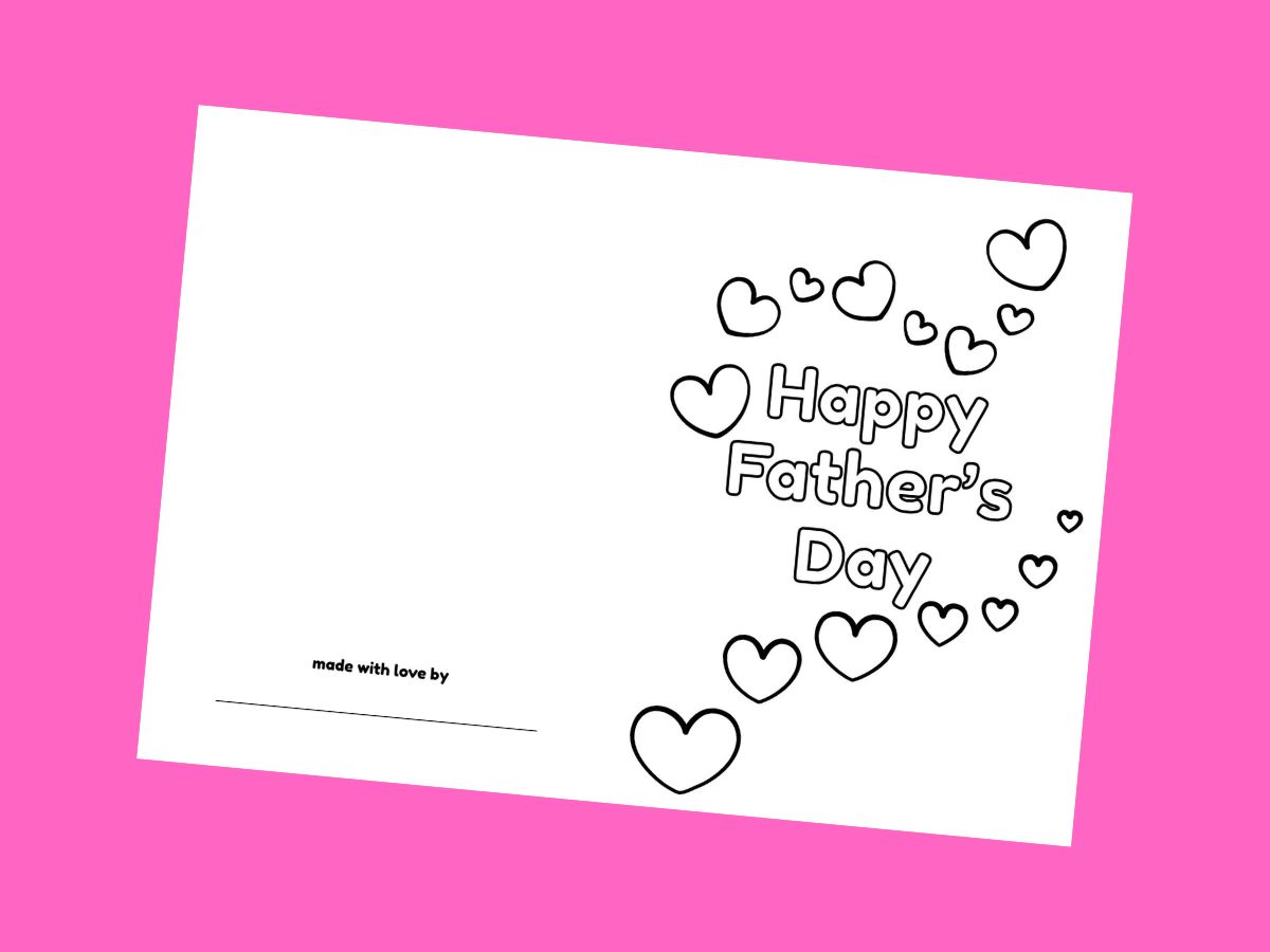 coloring father's day card with hearts