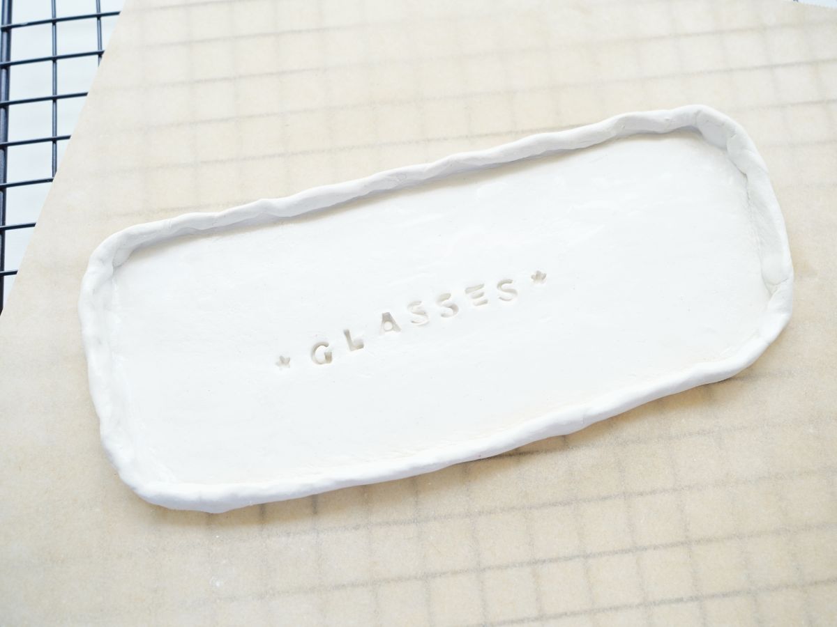 diy clay glasses tray on drying rack