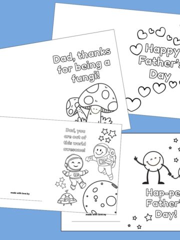 featured image for father's day cards to color with all 4 designs