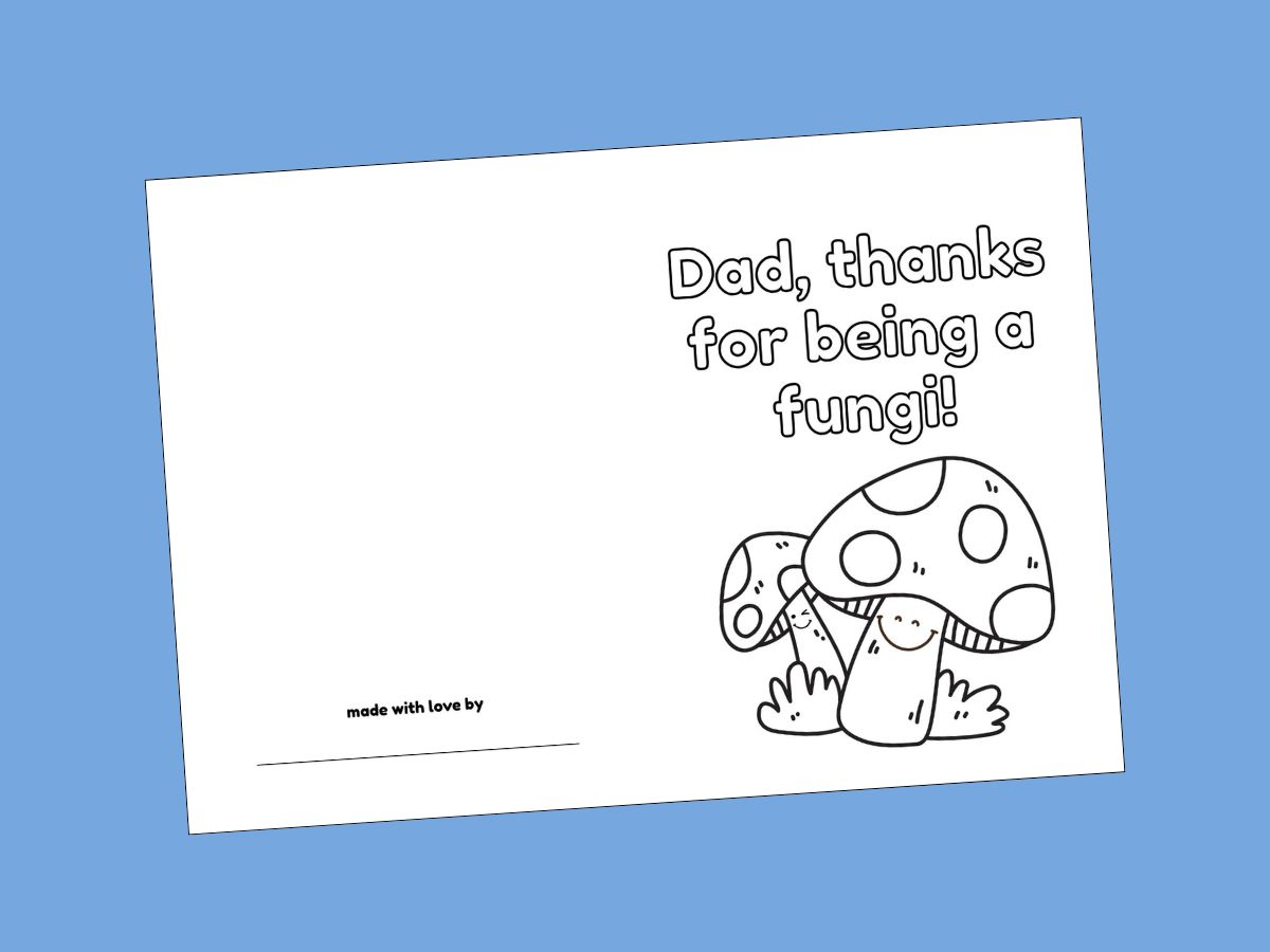 fungi father's day card to color