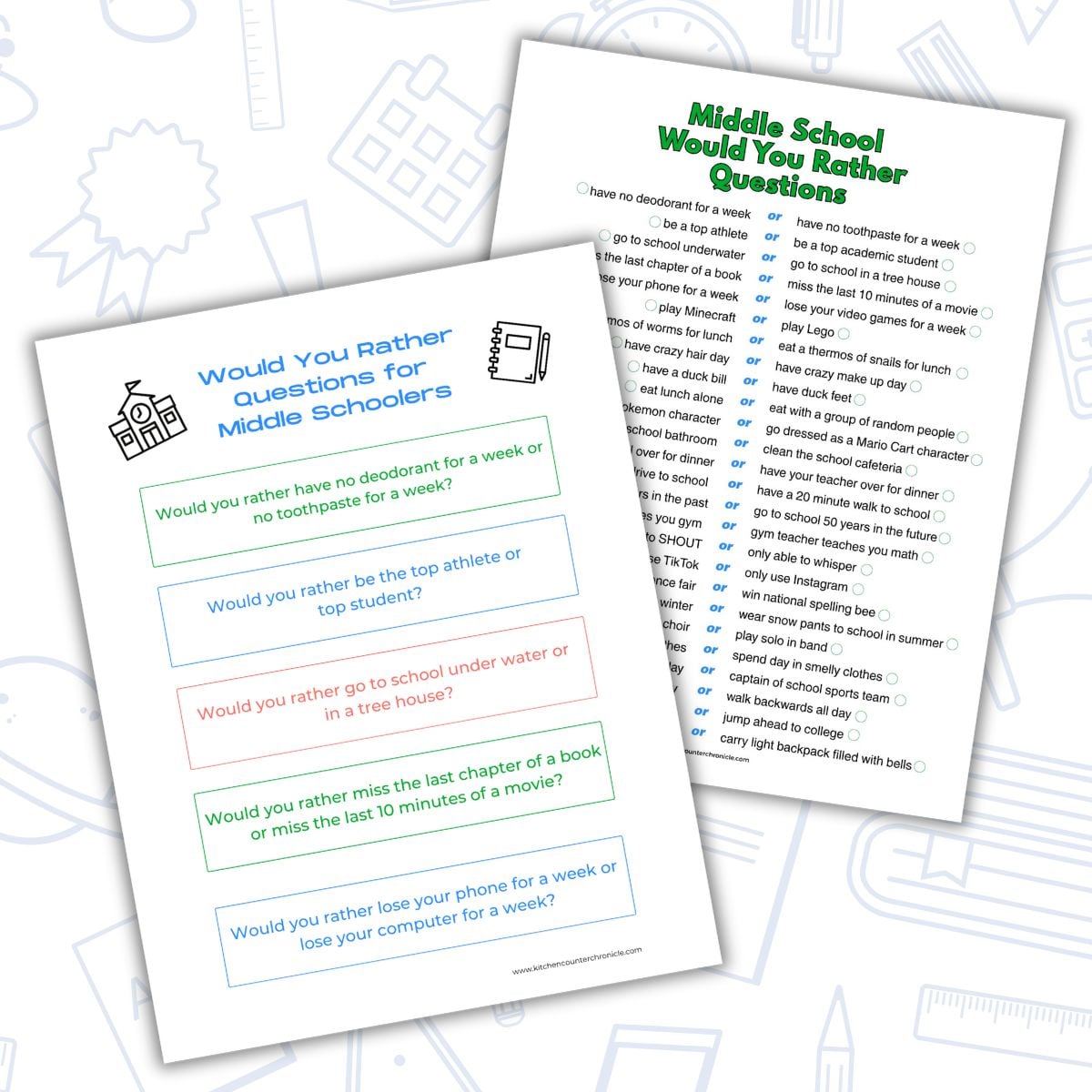 would you rather questions for middle schoolers and tweens