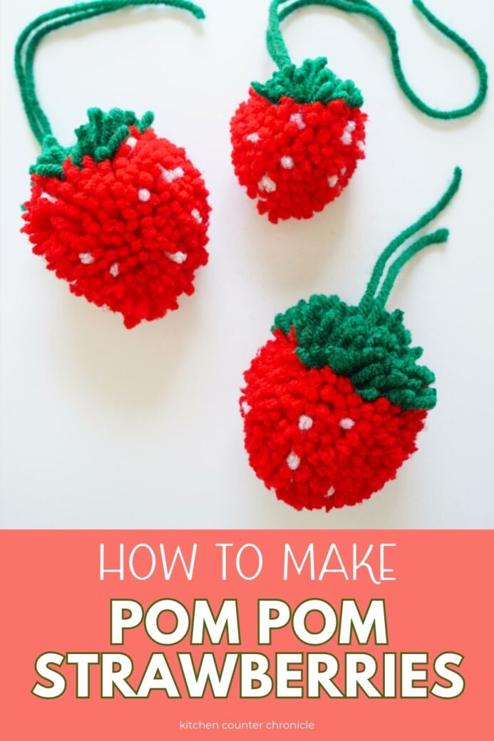 how to make pom pom strawberries with three pom pom strawberries pin