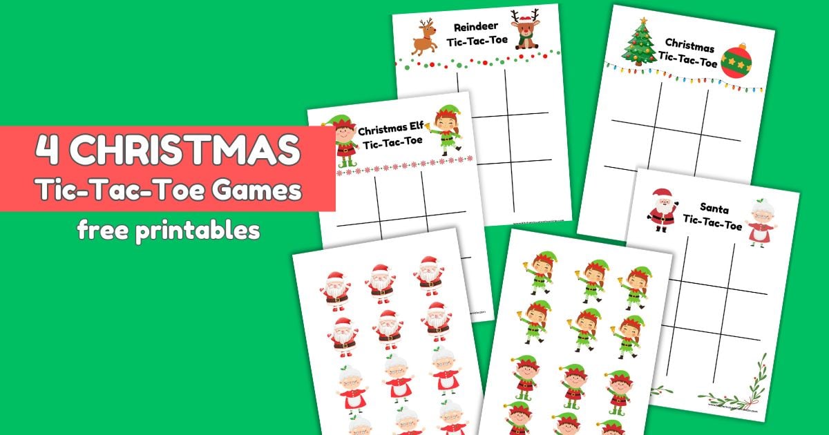 printable christmas tic-tac-toe games for families