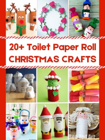square collage of Christmas toilet paper roll crafts