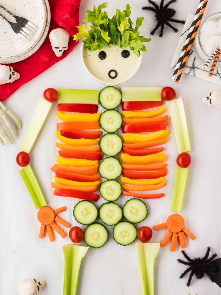 skeleton made from vegetables