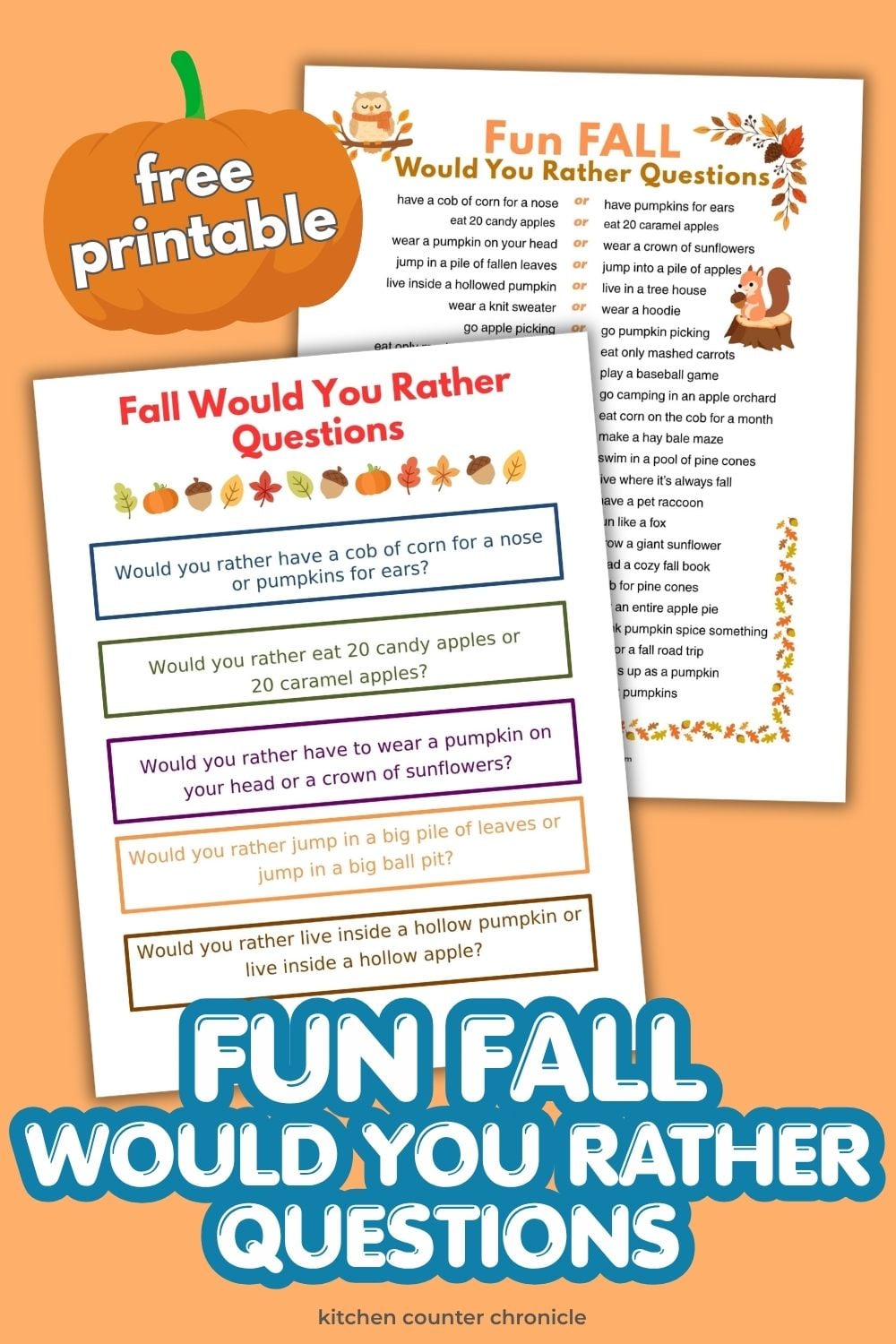 two versions of printable fall would you rather questions for families to print and play