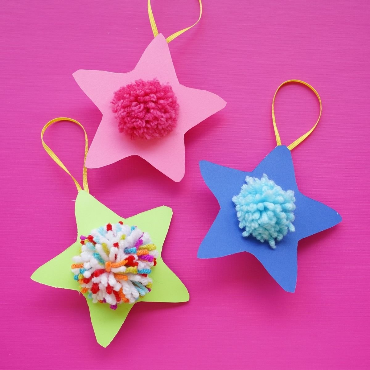 3 pom pom star ornaments for featured