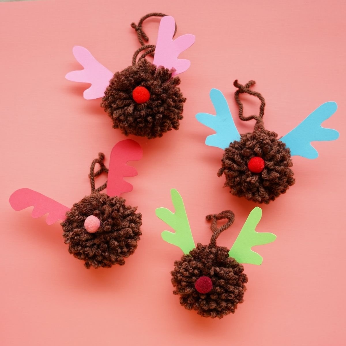 Copy of 4 pom pom reindeer ornaments for featured