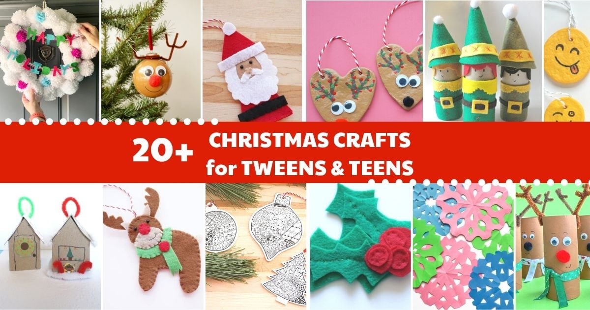 collage of 20 christmas crafts for tweens (1)
