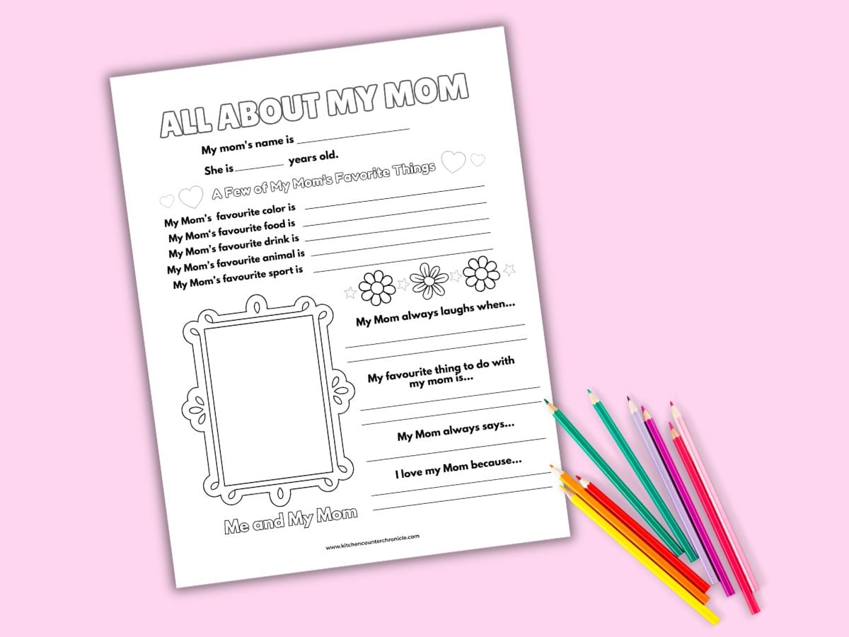 canadian english version of all about mom sheet for kids
