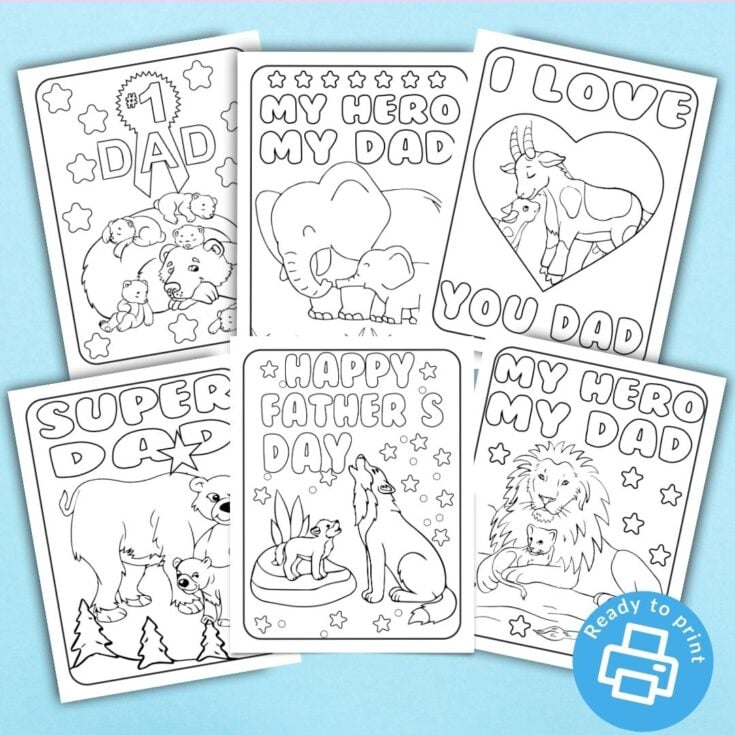 collection of cute father's day animal cards
