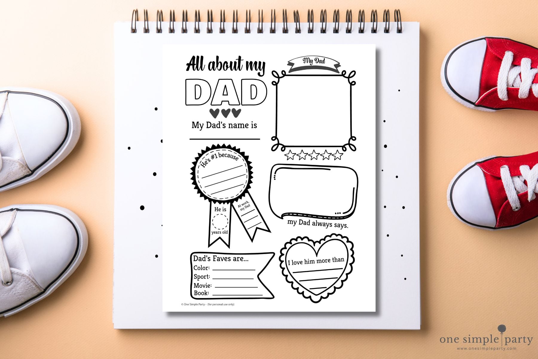 all about my dad printable worksheet for kids to fill in