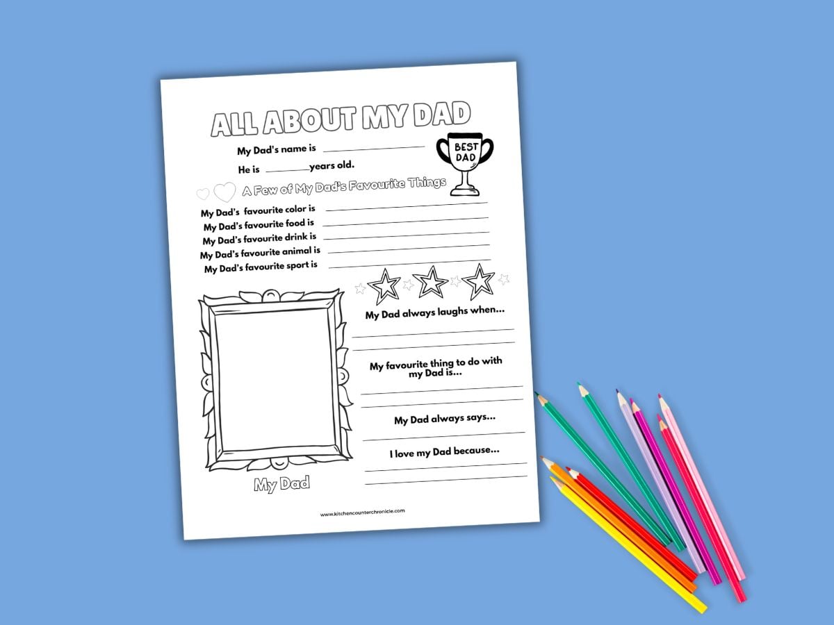 _canadian english version of all about dad sheet for kids