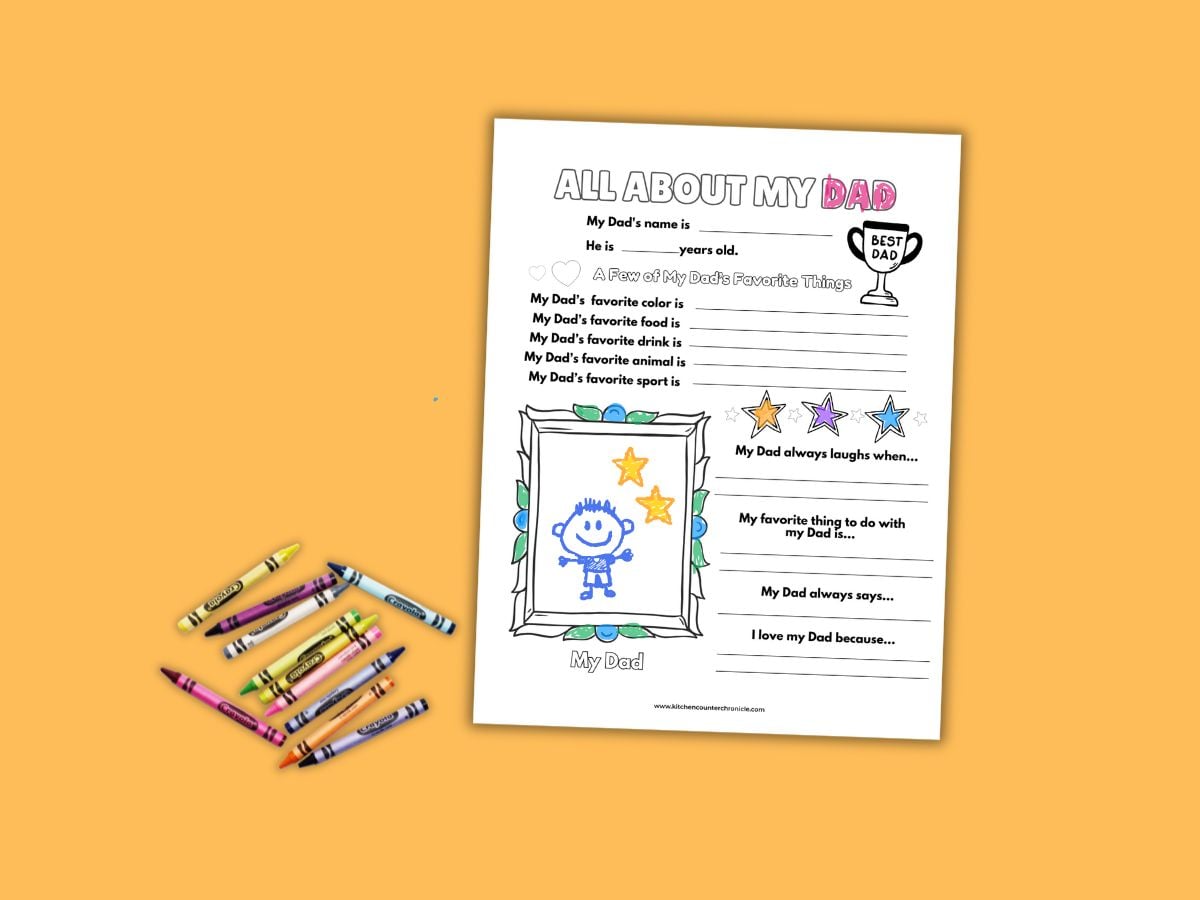 print out of all about my dad coloring sheet colored in my kid