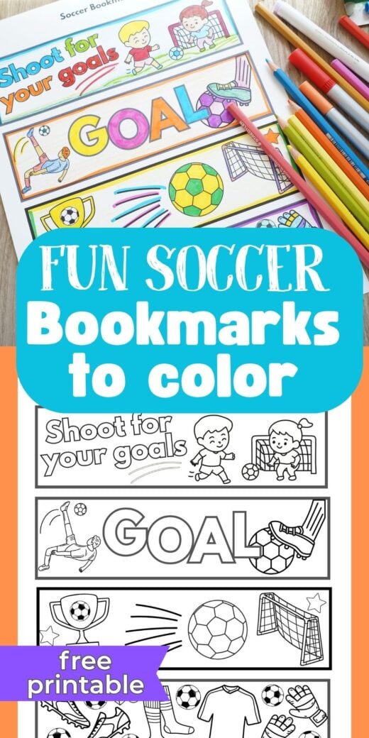 soccer printable bookmarks to color for kids pin