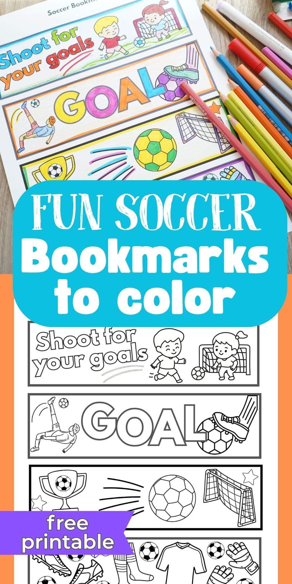 soccer printable bookmarks to color for kids pin
