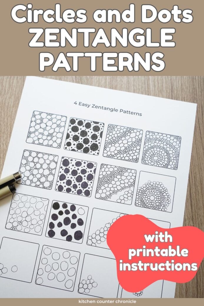 printable instructions for circle and dot zentangle patterns new pin