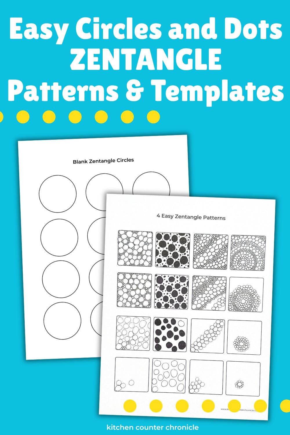 printable step-by-step 4 easy circle zentangle patterns and circle blank worksheet
