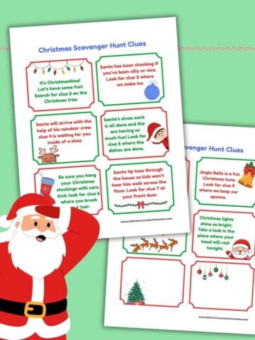 featured image for christmas eve gift hunt post with printable clue cards